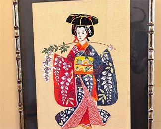 Japanese Woman Embroidery Kimono&nbsp;Framed Art	Frame: 26 x 20	
