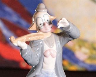 PS Paul Sebastian Clown Playing Violin Porcelain Figurine 8.25 inches high 	
