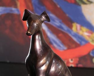 Vintage Cast Metal Whippet Greyhound Statue Figurine 	9.5 inches.	
