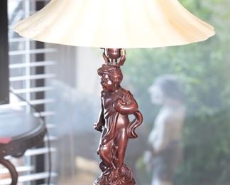 Modern Cherub Figural Lamp Metal	23 x 15in diameter	
