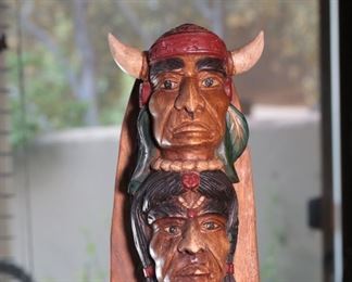 20in Carved Wood Indian Totem Statute 	20 inches high	
