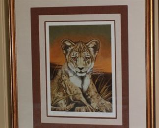 Signed Numbered Serigraph Martin Katon Lion Cub Framed Litho Art Print Merrill Chase	Frame: 31.75 x 27.75in	
