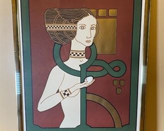 David Lance Goines New Year's Greetings 1977 Lithograph #71 Vintage Framed Art Print 	Frame: 25 x 17in	
