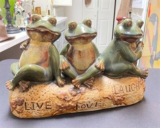 Live Love Laugh Frogs Ceramic Decor	12 x 17 x 5in	HxWxD
