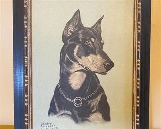 Gladys Emerson Cook Doberman Pincher Art Print 	Frame: 20 x15in	
