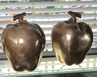 2pc Oversize Resin Faux Brass Apples PAIR	11 inches high	
