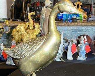 Large Brass Duck Sculpture	17.75 inches high.	
