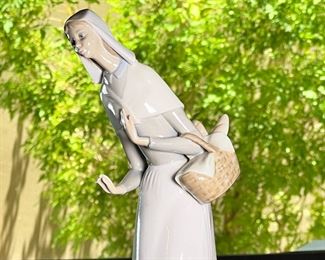 Cadro Porcelain Shepherdess with Basket and Dog Figurine	10.5 inches high	
