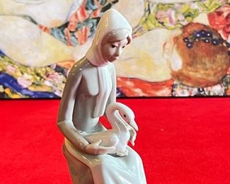 Casades Porcelain  Girl with duck Figurine	9 inches high	
