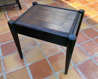 Modern Dark Wood Leather top End Table	25.5 x 25.5 x 30.	HxWxD
