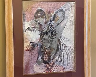 Ann Dillard Afrique Zebra Framed Art Print 	Frame: 34 x 28in	
