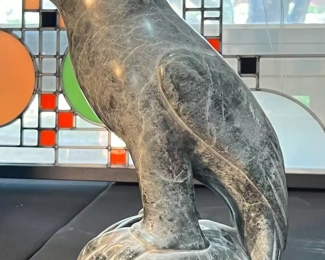 Thomassie Tookalook Falcon Bird Inuit Eskimo Carved Soapstone Sculpture Signed 	12x5x7.5in	HxWxD
