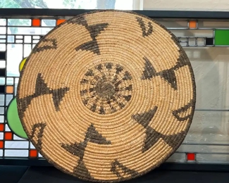 Pima Coil Basket Tray Native American  	20.75in Diameter	
