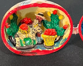 Vintage Peruvian Carved Gourd Retablos Nativity Christmas Folk Art	3x3x2in	HxWxD
