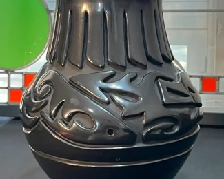 Teresita Naranjo Apple Blossom Santa Clara Pueblo Pottery Blackware Naive American Pot Vase Terecita	10in H x 4.5in Diameter at rim	
