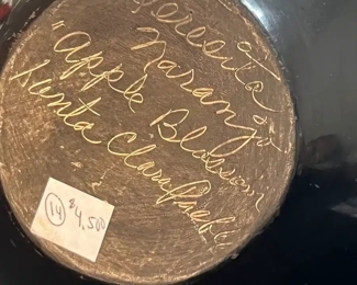 Teresita Naranjo Apple Blossom Santa Clara Pueblo Pottery Blackware Naive American Pot Vase Terecita	10in H x 4.5in Diameter at rim	
