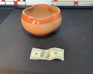 Dominguita Sisneros Naranjo Ohkay Owingeh (San Juan) Incised Pot Bowl Redware Pottery Native American 	5.5x8in Diameter	
