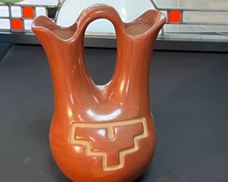 Margaret Tafoya Wedding Vase Santa Clara Pueblo Redware Native American 	10x6.5x5.5	HxWxD
