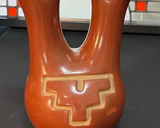 Margaret Tafoya Wedding Vase Santa Clara Pueblo Redware Native American 	10x6.5x5.5	HxWxD
