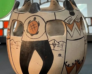 Angea Tohono O'odham Friendship Vase Native American Pottery Pot Papago 	7in H x 6in diameter	
