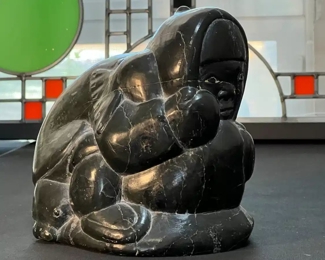 Figural Inuit Eskimo Carved Soapstone Sculpture Signed 1974	7x4x7in	HxWxD
