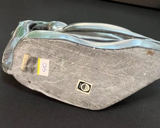 Bird with Fish Inuit Eskimo Carved Soapstone Sculpture Signed  	6.5 x 3 x 9.in	HxWxD
