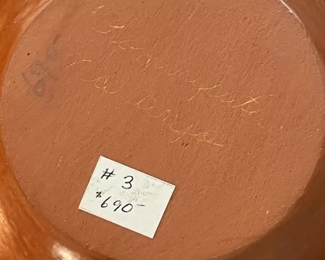 Dominguita Sisneros Naranjo Ohkay Owingeh (San Juan) Redware Pot Incised  Bowl Redware Pottery Native American 036	4 x 4in diameter at rim	
