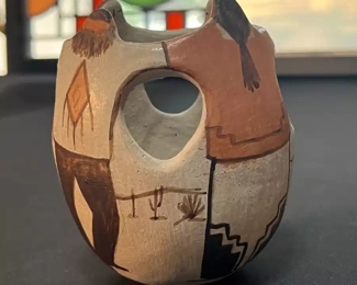 Angea Tohono O'odham Friendship Vase Native American Pottery Pot Papago Small	4 x 3.25in diameter.	
