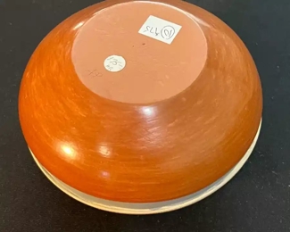 Dominguita Sisneros Naranjo Ohkay Owingeh (San Juan) Redware Pot Incised  Bowl Redware Pottery Native American 040	3.5 x 3in diameter at rim.	
