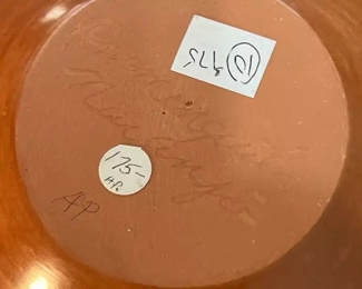 Dominguita Sisneros Naranjo Ohkay Owingeh (San Juan) Redware Pot Incised  Bowl Redware Pottery Native American 040	3.5 x 3in diameter at rim.	
