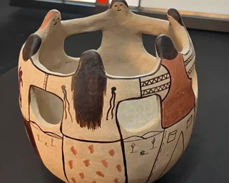 Angea Tohono O'odham Friendship Vase Native American Pottery Pot Papago Med	6.5 x 6 diameter.	
