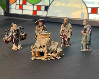 5pc Chinese Mud Men Figures Vintage 	3in H	
