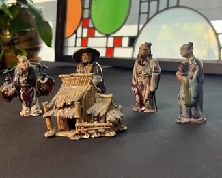 5pc Chinese Mud Men Figures Vintage 	3in H	
