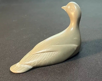 Joe KAVIK Inuit Eskimo Carved Duck Soapstone Sculpture Signed  	3x2x4.5in	HxWxD
