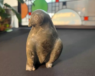 Inuit Eskimo Carved Bird Soapstone Sculpture Signed  #3	5x3x2in	HxWxD
