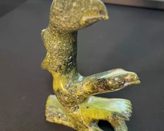 Inuit Eskimo Carved Morphing Tree/Animal  Soapstone Sculpture Signed   	6x6x2in	HxWxD
