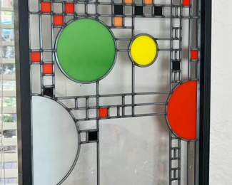 Avery Coonley Playhouse Frank Lloyd Wright Art Glass Window FLW Style Stained Glass Panel	35.5 x 19.75.in	
