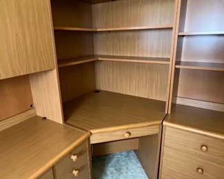 3pc Camelot Furniture Cherry Wood Corner Desk	72 H x 25 D x 77.75 to 67.5in	HxWxD
