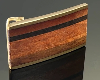 Vintage Kenneth Reid Belt Buckle Wood Inlay