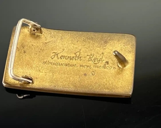 Vintage Kenneth Reid Belt Buckle Wood Inlay