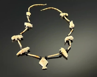 Native American Carved Fetish Necklace Pacific Northwest Inuit 