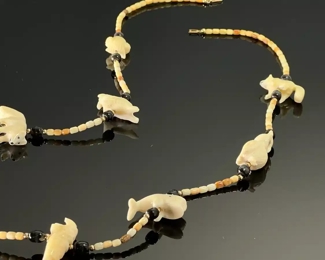 Native American Carved Fetish Necklace Pacific Northwest Inuit 