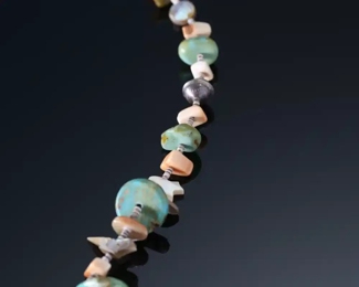 Native American Heishi Turquoise Shell Fetish Necklace 