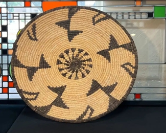 Pima Coil Basket Tray Native American  	20.75in Diameter	
