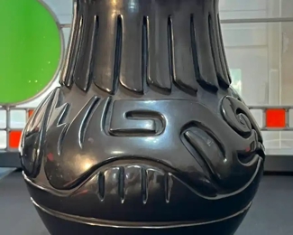 Teresita Naranjo Apple Blossom Santa Clara Pueblo Pottery Blackware Naive American Pot Vase Terecita	10in H x 4.5in Diameter at rim	
