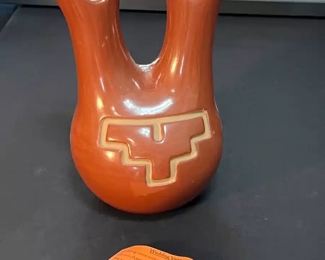Margaret Tafoya Wedding Vase Santa Clara Pueblo Redware Native American 	10x6.5x5.5	HxWxD
