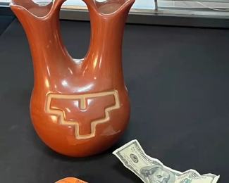 Margaret Tafoya Wedding Vase Santa Clara Pueblo Redware Native American 	10x6.5x5.5	HxWxD
