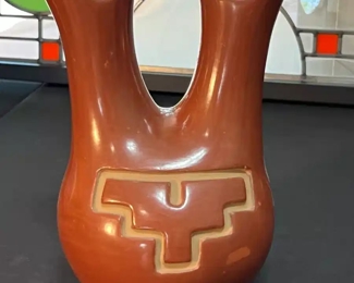 Margaret Tafoya Wedding Vase Santa Clara Pueblo Redware Native American 	10x6.5x5.5	HxWxD
