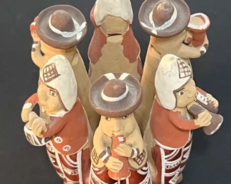 Allpa Peru Circle of Musician Terracotta Clay Art Pottery Figurine Peruvian	8 x 5.5 x 5.5.in	HxWxD
