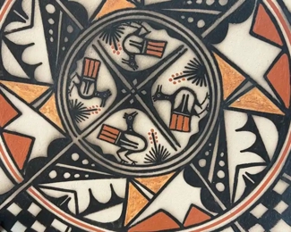 Robert Tenorio Pictoral Plate Santo Domingo Pueblo Native American Pottery 	14.5in diameter.	
